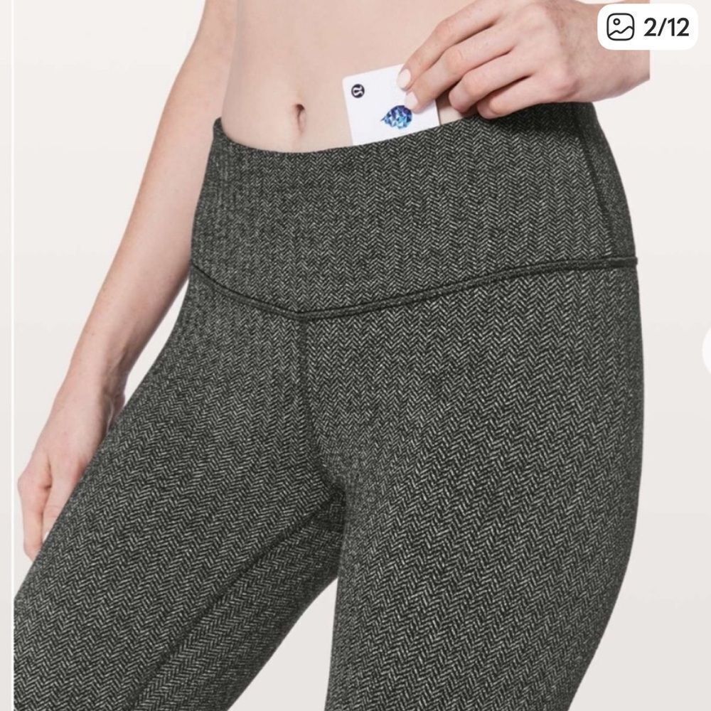 Lululemon Wunder Under Legging Low Rise Black Gray Herringbone 8 - Picture 6 of 10